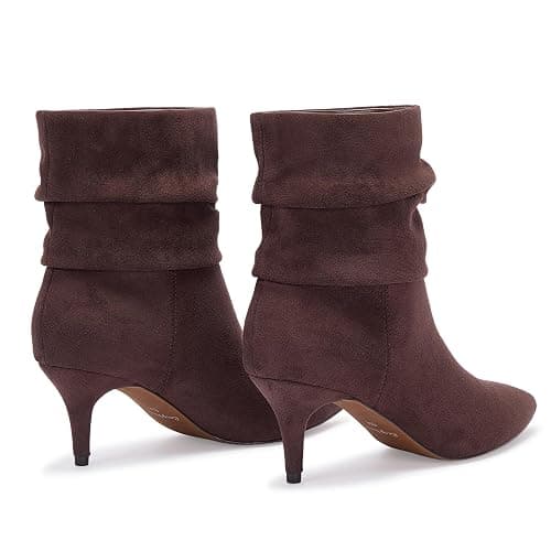 CosyFever Sexy Slouch Ankle Boots for Women with Fashion Mid Stiletto Heels Pointed Toe Bootie thumbnail 6