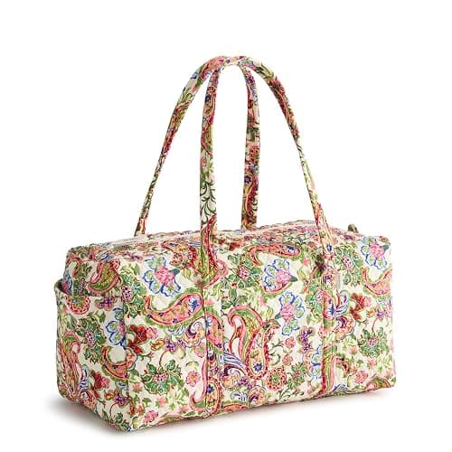 Vera Bradley Women's Premium Cotton Original Duffel Bag – Carry On Weekender Travel & Gym Bag – Vibrant Paisley, 40L - Image 1