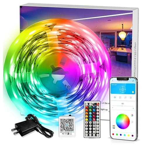 DAYBETTER LED Strip Lights 110ft, RGB Music Sync Smart App Control 1 Roll | Bluetooth color changing, 44-key remote, timer memory, cuttable, strong adhesive for bedroom, kitchen, party - Image 1