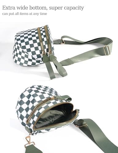 FEIBOON Spacious Checkered Nylon Crossbody Bag Bum Bag Handbags for Women | Checkered crossbody bag purses ,large crossbody bag mom bag diaper bag sling bag ,fanny packs wallet,Lightweight and spacious thumbnail 6