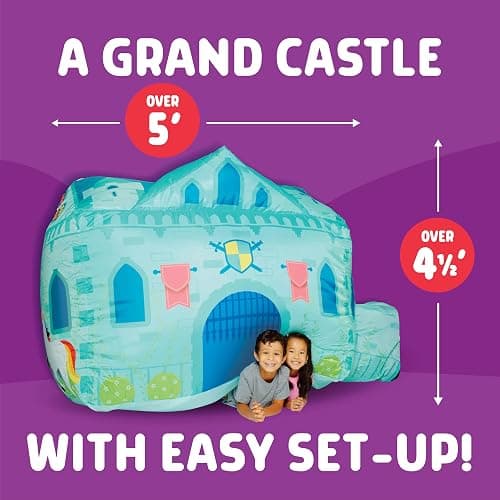 Chuckle & Roar Inflatable Air Castle Play Tent – 4.5 Ft Tall Indoor Inflatable Castle, No Poles Needed, Inflates with Box Fan (Not Included) – Pretend Play Fort for Kids Ages 3+ thumbnail 3