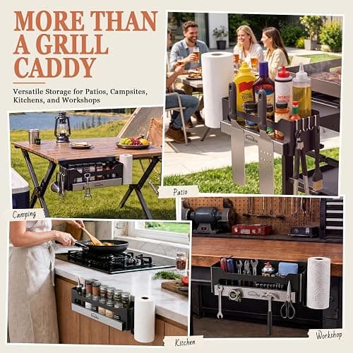 mossime Griddle Caddy Organizer Accessories for Blackstone 36"/28" Griddles | Grill Caddy Accessories Storage for Blackstone Prep Carts, with Magnetic Tool & Spatula Holder, Paper Towel Holder, 4 J-Hooks thumbnail 8