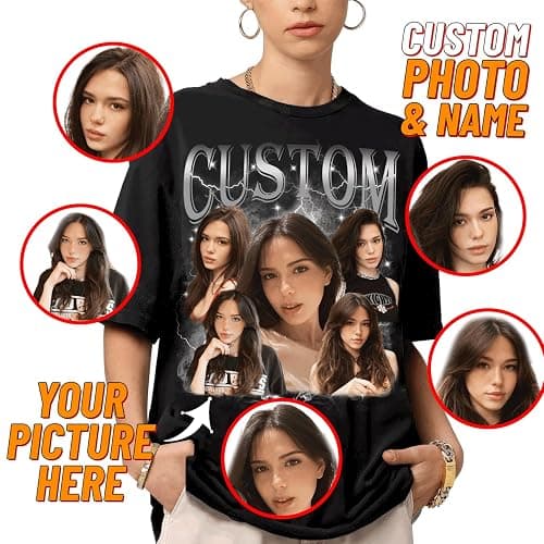NAZENTI Custom Bootleg Rap Tee, Custom T-Shirts with Picture, Retro Custom Bootleg, Valentine's Gifts for Him Her thumbnail 5