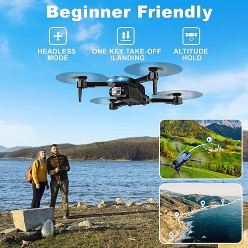 Drone with 1080P Camera - Foldable Remote Control Quadcopter with Voice Gesture Control, 3D Flip, One Key Start, Emergency Stop, 2 Batteries, Easier to use, Toy for Kids Adult Beginners thumbnail 3