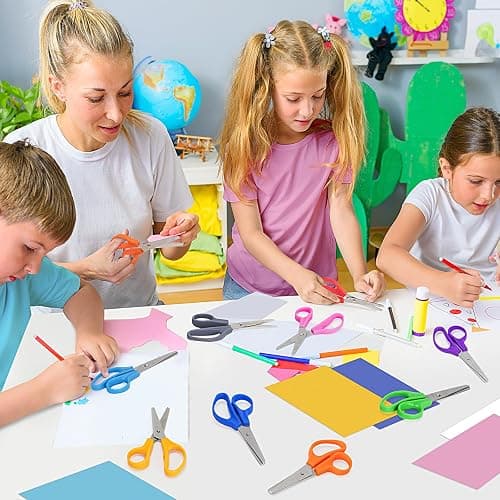30 Pack Kids Scissors, 5 Inch Bulk Scissors for School, Blunt Tip Scissors for Child Student Teacher, School Supplies Craft Cutting Paper, Kids Safety Scissors for Preschool Classroom Office Home thumbnail 7
