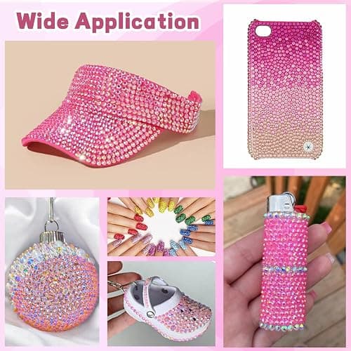 20000Pcs Pink Rhinestones for Bedazzling with B7000 Jewelry Glue, Resin Rhinestones for Crafting Crafts DIY, Bedazzler Kit Gems for Clothing Shoes Tumblers Fabric Nail Art Assorted Size 3/4/5/6mm thumbnail 6