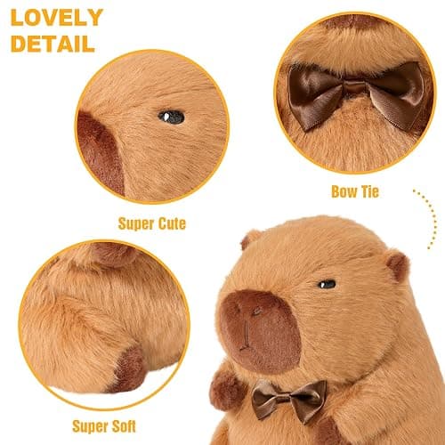 Ditucu Original Capybara Microwavable Weighted Stuffed Animal 2 Lbs Heated Capibara Plush for Warmth Comfort Period Cramps Pain Plushies Toys Gifts for Kids Dark Brown 9 inch thumbnail 8