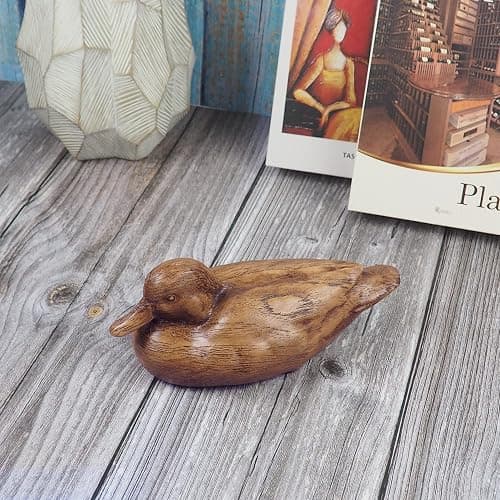Hymmah Wooden Texture Duck Home Decor Statue Rustic Home Decorations for Living Room, Boho Sculpture Resin Animal Collectible Figurines for Indoor Decor thumbnail 4