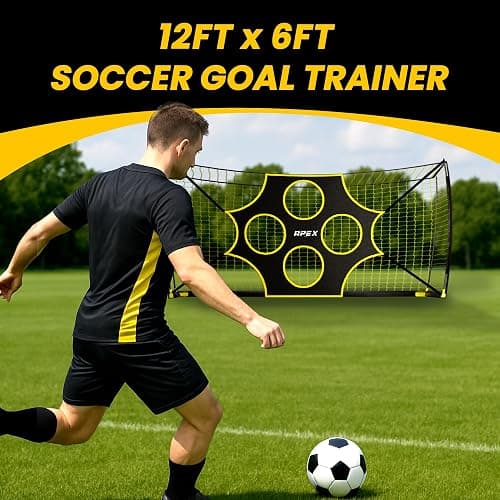 Apex Sports 12x6 FT Soccer Goal with Precision Target – Portable Soccer Net with Removable 10-Hole Target, Portable Design, Quick Setup, Ground Stakes & Collapsible Frame for Indoor/Outdoor Training thumbnail 2