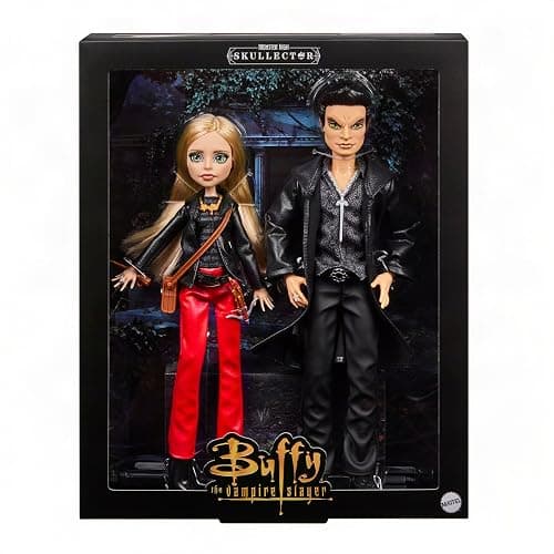 Monster High Skullector Buffy The Vampire Slayer Doll 2-Pack | Buffy and Angel Collector 2-Pack in Faux-Leather Clothes with Accessories like Stake and Crossbow, Doll Stands, JLL00 thumbnail 7