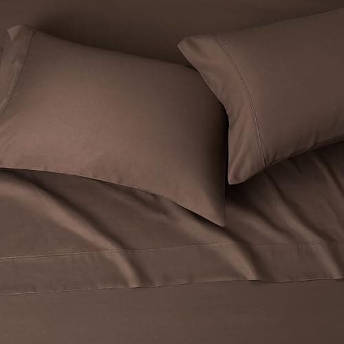 Amazon Basics Lightweight Super Soft, Breathable, Wrinkle-Free Microfiber 4 Piece Bed Sheet Set with 14-Inch Deep Pockets, Queen, Chocolate, Solid thumbnail 3