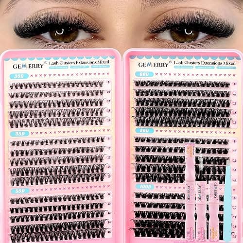 GEMERRY Lash Clusters Kit 565Pcs Eyelash Extensions Kit Individual Lashes D Curl Fluffy Wispy False Eyelashes with Lash Bond and Seal and Tweezers(30D+40D+50D+60D+80D+100D, 8-16mm) - Image 1