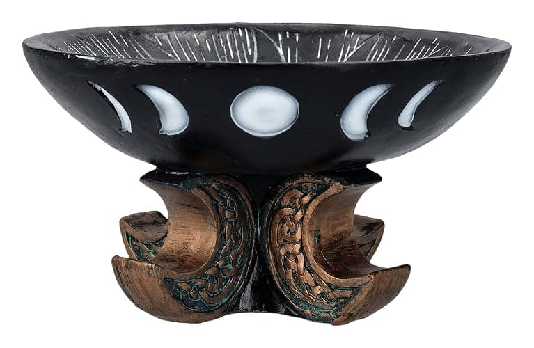 Pacific Giftware Carved Illustrated Sun and Moon Resin Trinket Bowl Black 8” Diameter thumbnail 4