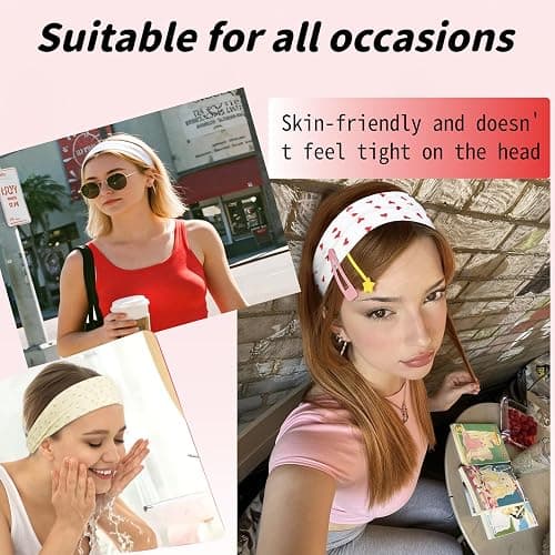 wawou 7 Pack Fashion Women Headbands for Short Hair Non Slip Elastic Floral Hairbands, for Yoga, Sports, Face Washing & Daily Wear Heart Headband thumbnail 4