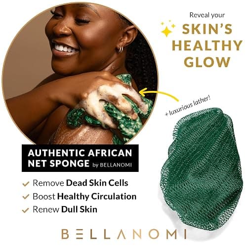 Bellanomi African Exfoliating Net Sponge, Authentic, Ethically sourced from Nigeria, 45 inches Long, Back Scrubber for Daily use (Emerald Green) thumbnail 4