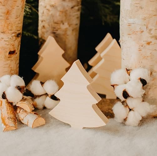 Chunky Christmas Wood Tree Cutout 4-inch, Small Wooden Tree for Crafts, Christmas Table Decor & Tiered Tray, by Woodpeckers thumbnail 2
