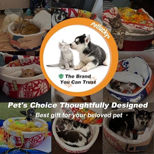 寵幸 Ramen Noodle Dog & Cat Bed,Keep Warm and Super Soft Creative Pet Nest for Indoor Cats,Removable Washable Cushion for Small Medium Large Dogs and Cats thumbnail 2
