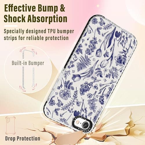 Lotadilo Cute Case for iPhone 6/6S/7/8/SE(2020/2022) - for Women Girls Kawaii Funny Design Fun Aesthetic Blue Line Flower Fashion Girly for Teens Pattern TPU Bumper Phone Covers thumbnail 4