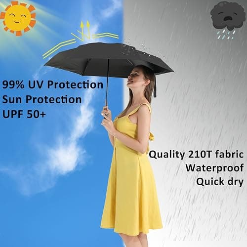 BAODINI Small UV Protection Travel Umbrella Compact for Rain and Sun UPF 50+ 41 inch Portable Umbrella for Women and Men thumbnail 2