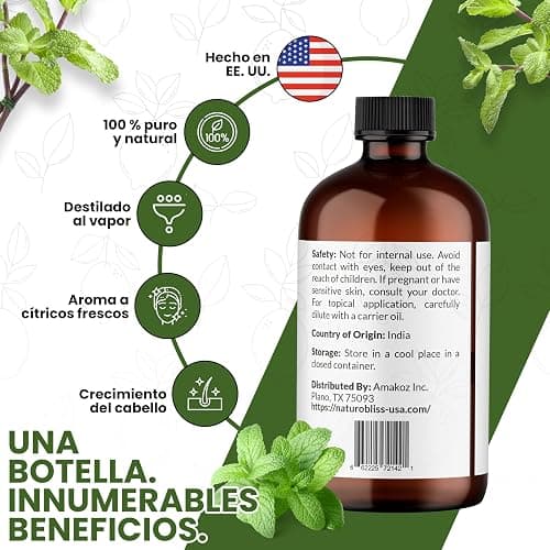 NaturoBliss Peppermint Essential Oil, 100% Pure and Natural Therapeutic Grade, Premium Quality Peppermint Oil, 4 fl. Oz - Perfect for Aromatherapy and Relaxation thumbnail 7