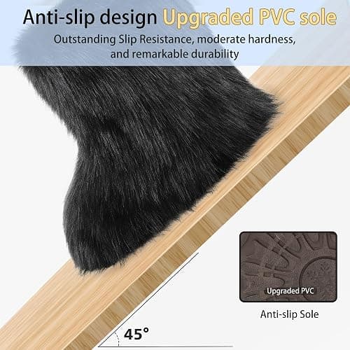 Women's Faux Fur Boots Furry Snow Boots Fuzzy Winter Shoes Fluffy Mid-Calf Flat Boots thumbnail 2