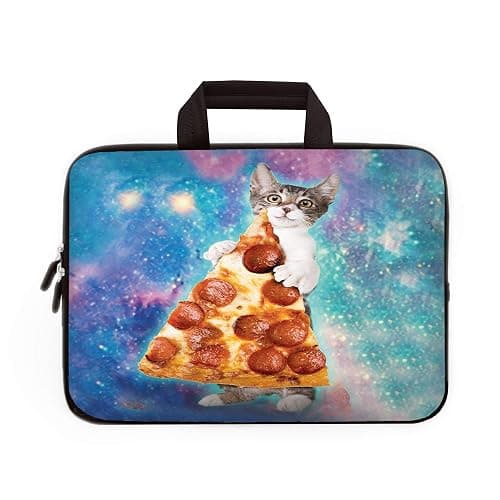 RUYIDAY 14 15 15.4 15.6 inch Laptop Handle Bag Computer Protect Case Pouch Holder Notebook Sleeve Neoprene Cover Soft Carrying Travel for Dell Lenovo Toshiba HP Chromebook ASUS Acer (Cute Pizza Cat) - Image 1