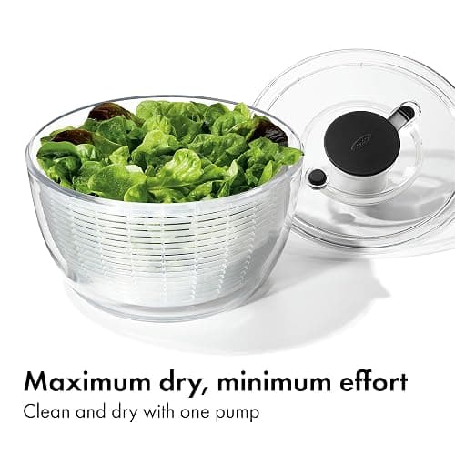 OXO Good Grips Salad Spinner | Lettuce Spinner | Fruit Washer | Fruit Washing Bowl with Strainer | Vegetable Cleaner | Salad Cleaner | Lettuce Washer | 6.22 Quart Capacity thumbnail 3