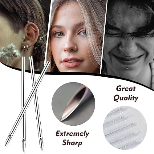 Rayyl Body Piercing Tool Kit - 42Pcs Piercing Kit with 12G 14G 16G 18G 20G Piercing Needles Piercing Clamps Forceps for Ear Nose Belly Button Tongue Eyebrow Body Piercing Tool Kit Piercing Supplies thumbnail 4