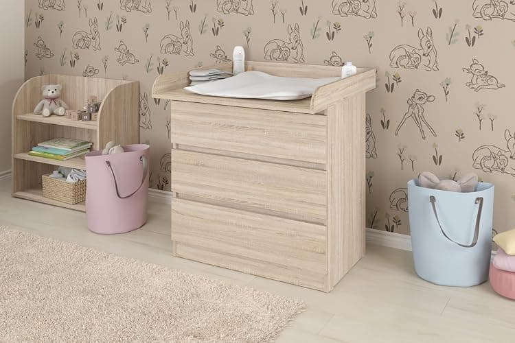 Shefa Kids Wickelaufsatz 800 für Ikea Kommode der Serien MALM, HEMNES und NORDLI, Universal, Eiche thumbnail 2