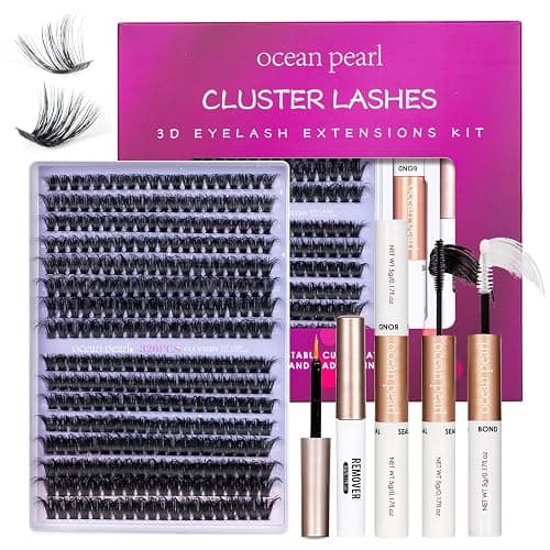 Ocean Pearl Lash Clusters 320pcs 3D Thick Lash Clusters kit 60D+80D Lashes,Eyelashes,Lash Extension Kit,Eyelash Clusters with Lash Bond&Seal&Remover&Tweezers,Lashes Clusters Eyelash Extensions Kit thumbnail 2