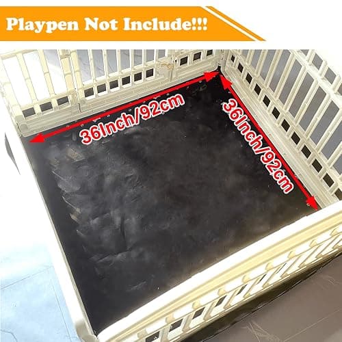 Dog Playpen Bottom Pad Fits for 36 Inch 4 Panels Exercise Pet Playpen, Dog Crate Pad Puppy Playpen Pad, Hoop and Loop Design (Note: Playpen Not Included). -PureBlack thumbnail 2