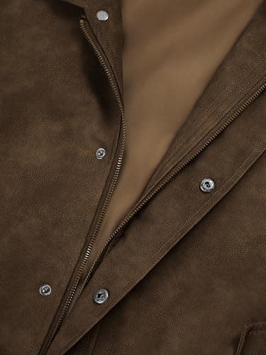 Tankaneo Womens Oversized Leather Jackets Trendy Zip up Bomber Motorcycle Coat 2025 Going out Outfits thumbnail 6