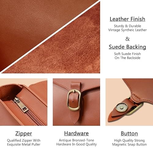 Vintage Vegan Leather Flap Top Handle Bag For Women Retro Satchel Casual Purse Simple Shoulder Classic Handbag thumbnail 3