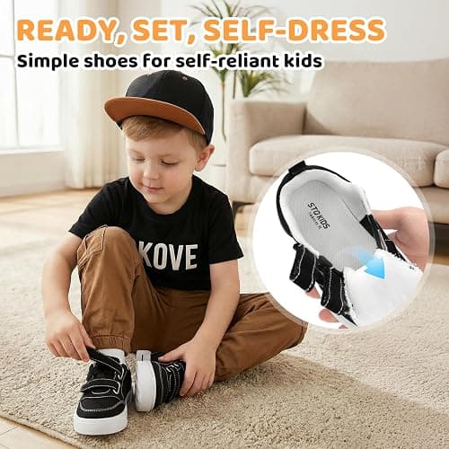 STQ KIDS Toddler Classic Retro Wide Toe Box Sneakers Boys Girls Walking Tennis Shoes Comfort First Walking Shoe Activities thumbnail 8