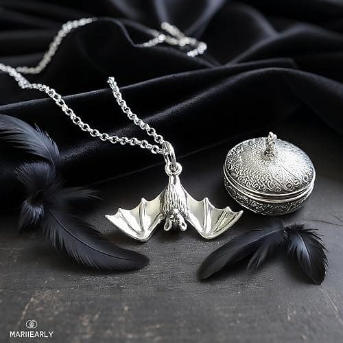 Silver Bat Necklace For Women;Silver Bat Pendant Necklace Gothic Accessories Or Halloween Jewelry Bat Charm Gifts For Women Men 18" thumbnail 3