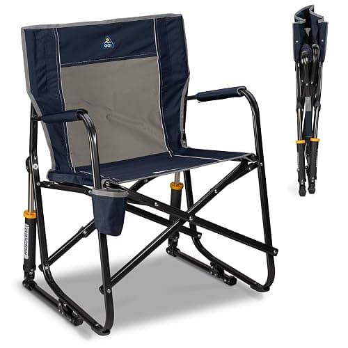 GCI Outdoor Freestyle Rocker Camping Chair | Portable Folding Rocking Chair with Solid, Durable Armrests, Drink Holder & Comfortable Backrest — Indigo Blue - Image 1