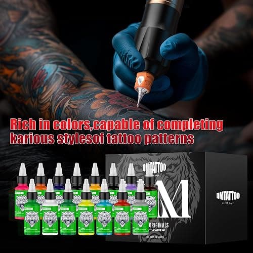 15 Colors Tattoo Ink Set,1oz (30ml) Tattoo Ink Colors Set for Shading&Outlining,Professionals Tattoo Pigments for Tattoo Body Art thumbnail 4