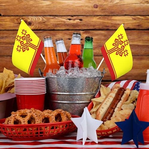 Chuvashia Flag Small Hand Held Flags, Mini Flags On Stick For Party Team Activities Parades Holiday Decoration 10 Pack thumbnail 6