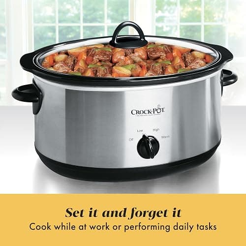 Crock-Pot 7 Quart Oval Manual Slow Cooker, Stainless Steel (SCV700-S-BR), Versatile Cookware for Large Families or Entertaining thumbnail 5