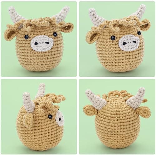 Crochet Kit for Beginners: Highland Cow Crochet Kit, Learn to Crochet, Include Easy Knitting Soft Yarn, Step-by-Step Video Tutorial, Hook, Holiday Birthday Gift for Adults and Teen(30%+ Yarn) thumbnail 2