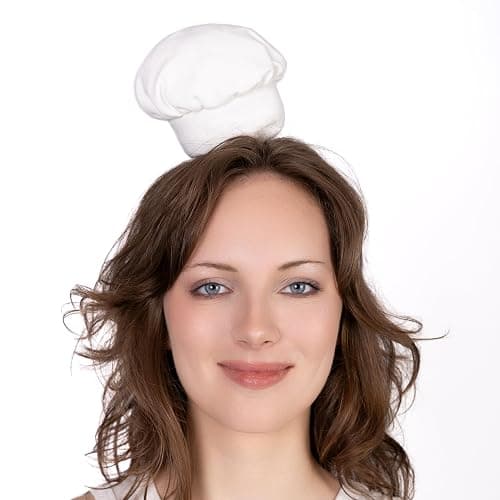Cosplaya Womens MINI Chef Hat with Hair Clips Chef’s Halloween Costume thumbnail 5
