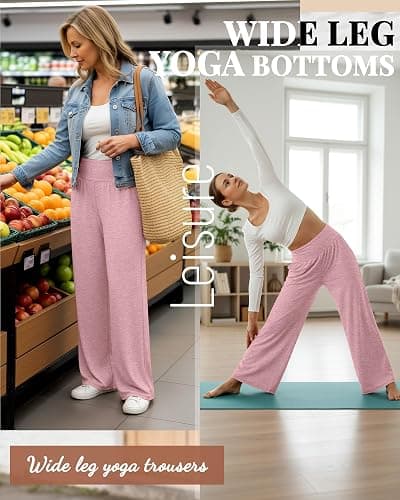 Neer 3 Pack Women's Wide Leg Yoga Pants, Comfy Lounge Pants with Pockets Ladies' Stretch Sweatpants Elastic Waist Joggers thumbnail 4