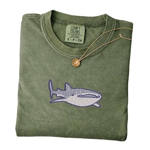 Embroidered Whale Shark Shirt, Cute Ocean Sea Life T-Shirt, Aesthetic Marine Biology Tee, Gift for Shark Lovers thumbnail 2