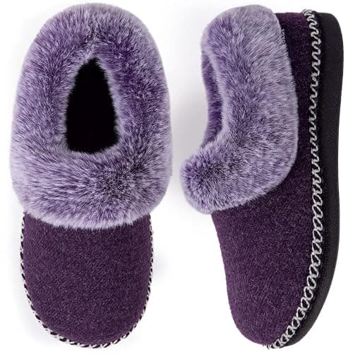 EverFoams Women's Bootie Slippers Warm Soft House Shoes with Fluffy Collar - Image 1