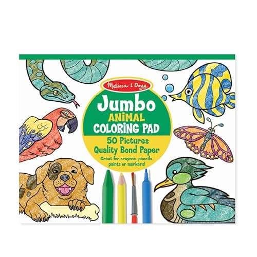 Melissa & Doug Jumbo Coloring Pad (28 cmx 35.5 cm) - Animals, 50 Pictures | Animal Coloring Book, Art Paper For Kids Painting And Drawing - English Only Packaging - Image 1