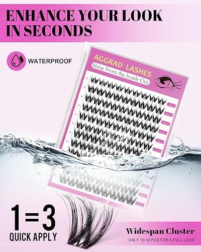 Flora Lash Clusters Kit Short 8-14mm Wispy Eyelashes Cluster Extension Kit D Curl Individual DIY False Lash Extension Spiky Cat Eye Lashes Fake Eyelashes Clusters with 0.03mm Ultra-Thin Wide Band thumbnail 4
