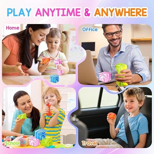 Audasi 4 Pcs Fidget Toys Squishy Stress Cube, Solid Ice Cube High Density Malt Sugar Filled Squishy Stress Relief Toys Autism Fidget Balls Sensory Anxiety Relief Item for Kids Adults thumbnail 5