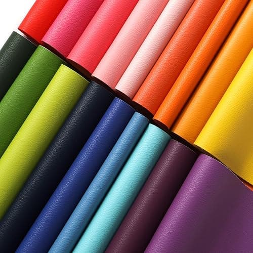 18 Pieces Faux Leather Sheets, 8×12 inches Rainbow Soft Leather Fabric Colourful Sheets Suitable for Making Bows, Leather Earrings, Hair Accessories DIY Projects - Image 1