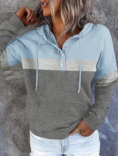 VIEACTIVEWEAR Hoodie for Women Tie Dye Sweatshirt Button Down Tops Casual Long Sleeve Oversize Pullover thumbnail 4