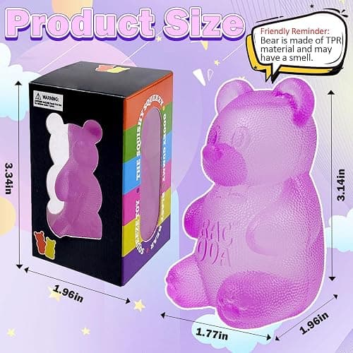 4 Pack Bear & Sugar Ball Designs, Anxiety Relief & Focus Toy, Maltose Filled Squeeze Toys for Sensory Play，Sensory Fidget Toys for Adults, Kids, Slow Rising Squishy Stress Ball thumbnail 2